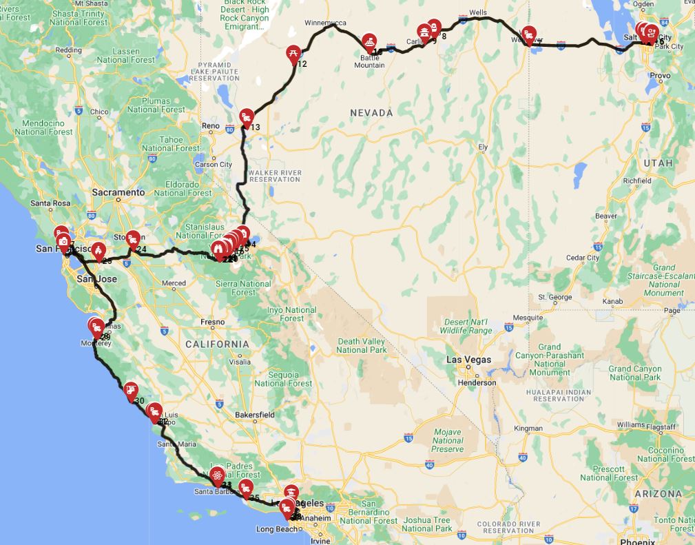 RV road trip from Salt Lake City to Los Angeles - Incl. San Francisco